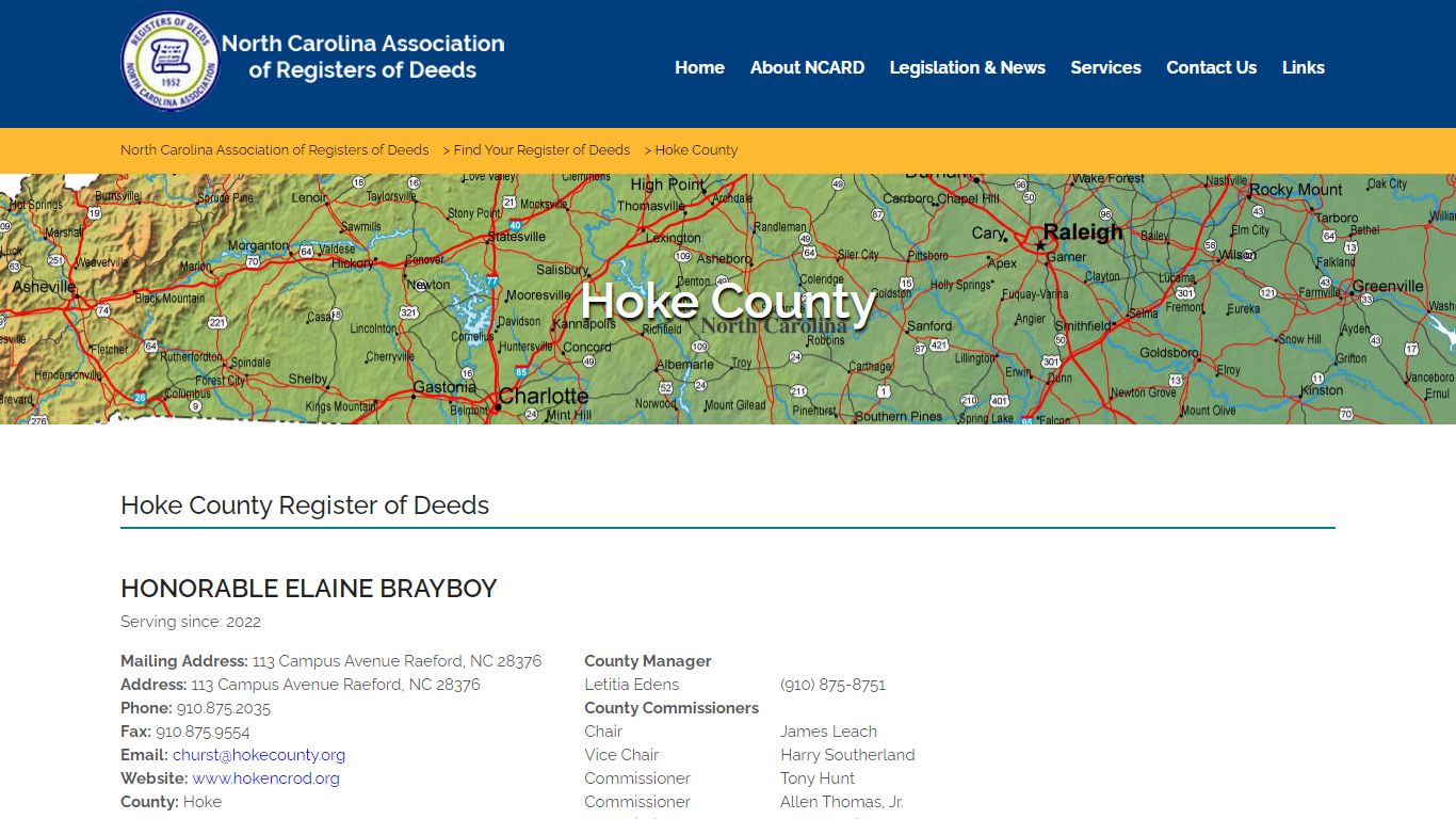 Hoke County – North Carolina Association of Registers of Deeds