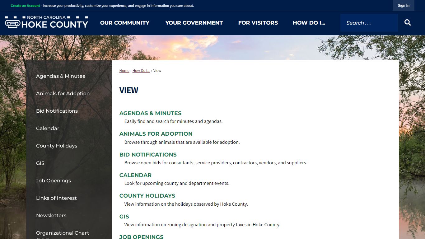 View | Hoke County, NC - Official Website